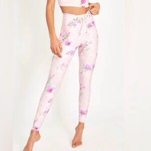 LoveShackFancy Postiana Lace Up Legging in Pink Ivy NWT Size S